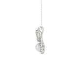 14K WHITE GOLD 1/2CT PEAR/ROUND/MARQUISE/PEARL DIAMOND LADIES PENDANT WITH CHAIN