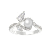 14K WHITE GOLD 3/4CT ROUND/MARQUISE/PEARL/PEAR DIAMOND LADIES RING