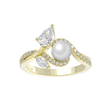 14K YELLOW GOLD 3/4CT ROUND/MARQUISE/PEARL/PEAR DIAMOND LADIES RING