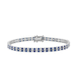 14K WHITE GOLD 5 3/4CT ROUND/ROUND BLUE SAPPHIRE DIAMOND LADIES BRACELET