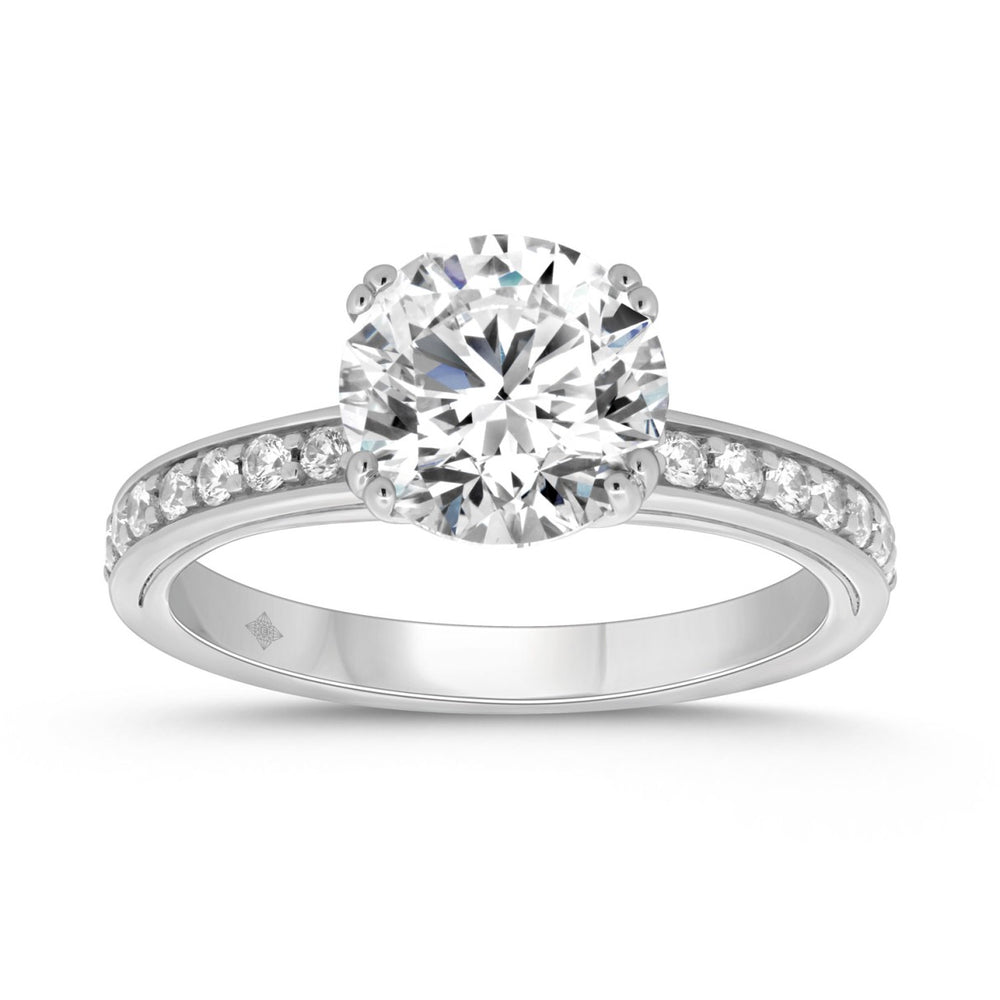 14K WHITE GOLD 2 1/4CT ROUND DIAMOND LADIES RING (CENTER STONE ROUND DIAMOND 2CT)