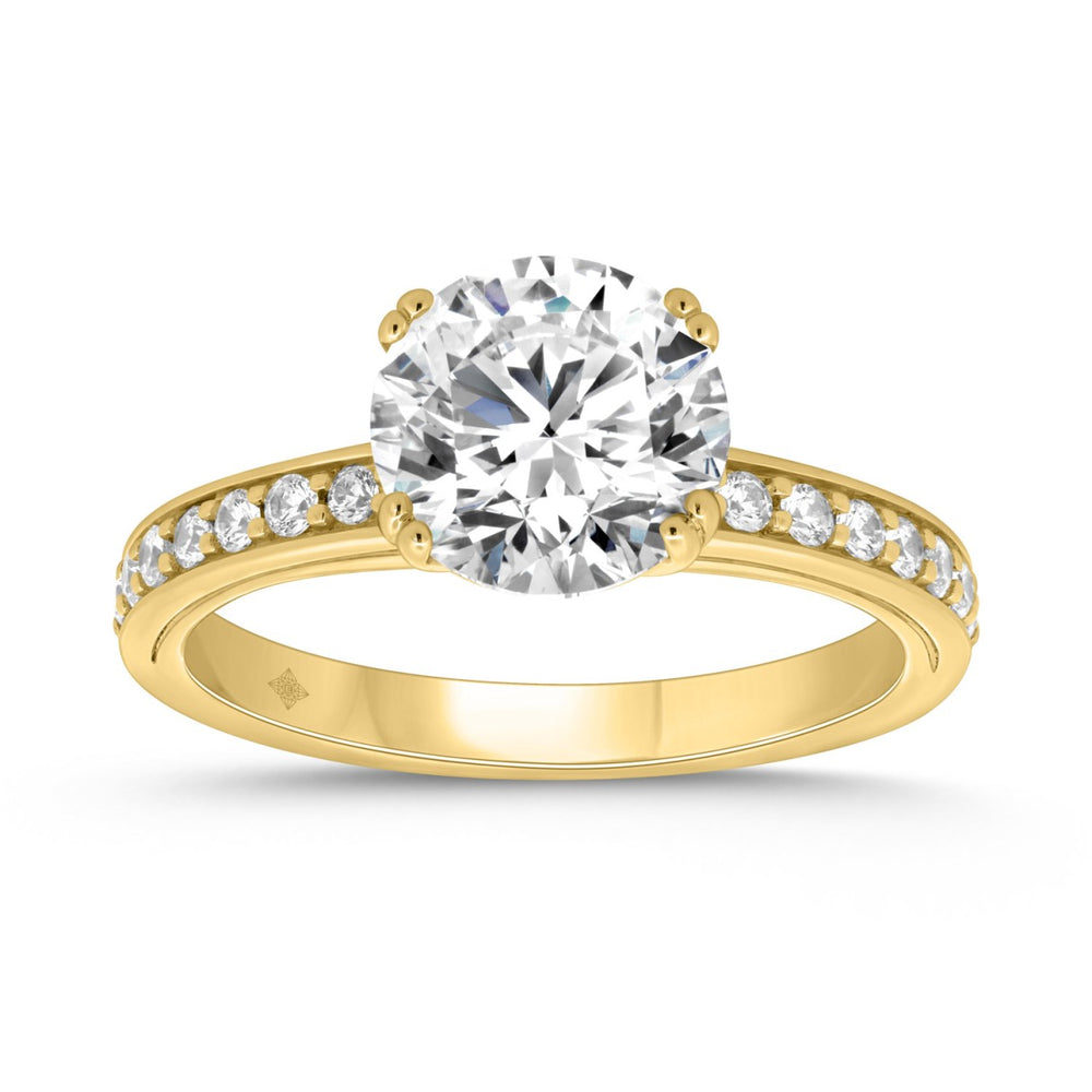 14K YELLOW GOLD 2 1/4CT ROUND DIAMOND LADIES RING (CENTER STONE ROUND DIAMOND 2CT)