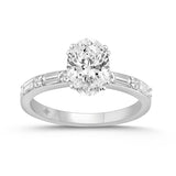 14K WHITE GOLD 1 3/4CT ROUND/BAGUETTE DIAMOND LADIES RING (CENTER STONE ROUND DIAMOND 1 1/2CT)
