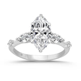 14K WHITE GOLD 2 1/2CT ROUND/MARQUISE/PEAR DIAMOND LADIES RING (CENTER STONE MARQUISE DIAMOND 2CT)