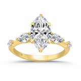 14K YELLOW GOLD 2 1/2CT ROUND/MARQUISE/PEAR DIAMOND LADIES RING (CENTER STONE MARQUISE DIAMOND 2CT)