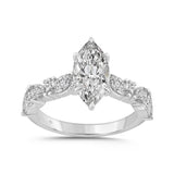 14K WHITE GOLD 2 3/4CT ROUND/MARQUISE DIAMOND LADIES RING (CENTER STONE MARQUISE DIAMOND 2CT)