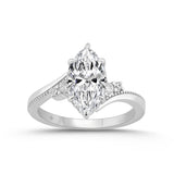 14K WHITE GOLD 2 1/4CT ROUND/MARQUISE DIAMOND LADIES RING (CENTER STONE MARQUISE DIAMOND 2CT)