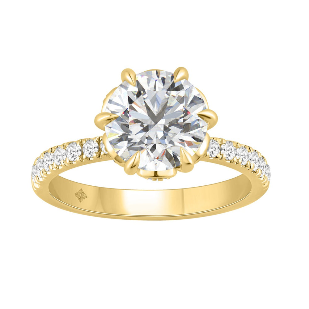 14K YELLOW GOLD 2 1/2CT ROUND DIAMOND LADIES RING (CENTER STONE ROUND DIAMOND 2CT)