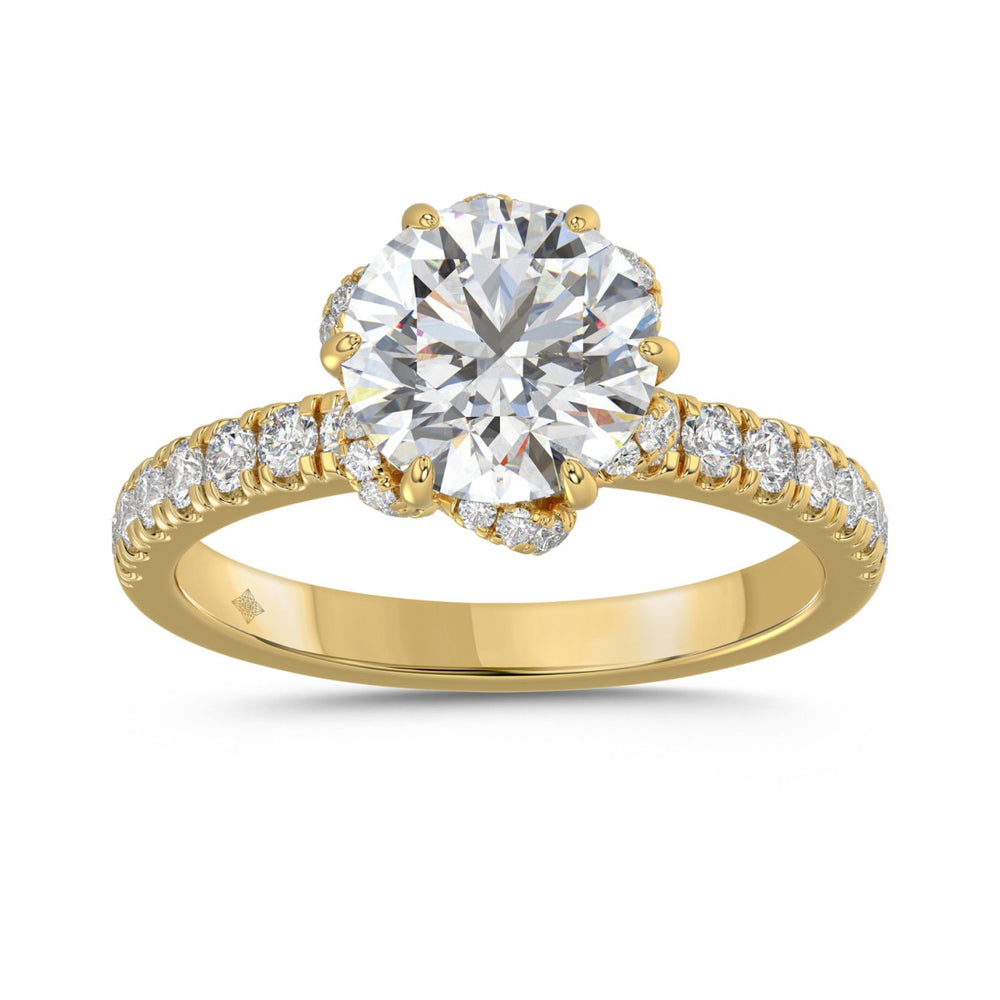 14K YELLOW GOLD 2 1/2CT ROUND DIAMOND LADIES RING (CENTER STONE ROUND DIAMOND 2CT)