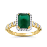 14K YELLOW GOLD 3 1/4CT ROUND/EMERALD DIAMOND LADIES RING (CENTER STONE GREEN EMERALD DIAMOND 2 1/2CT)