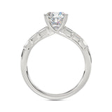 14K WHITE GOLD 3 1/2CT EMERALD/CUSHION DIAMOND LADIES RING (CENTER STONE CUSHION DIAMOND 3CT)