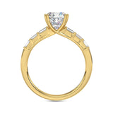 14K YELLOW GOLD 3 1/2CT EMERALD/CUSHION DIAMOND LADIES RING (CENTER STONE CUSHION DIAMOND 3CT)