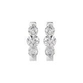 14K WHITE GOLD 3.00CT ROUND DIAMOND LADIES HOOPS EARRINGS