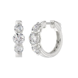 14K WHITE GOLD 3.00CT ROUND DIAMOND LADIES HOOPS EARRINGS