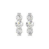 14K WHITE GOLD 4.00CT ROUND DIAMOND LADIES HOOPS EARRINGS