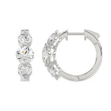 14K WHITE GOLD 4.00CT ROUND DIAMOND LADIES HOOPS EARRINGS