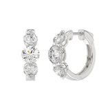 14K WHITE GOLD 4.00CT ROUND DIAMOND LADIES HOOPS EARRINGS