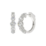 14K WHITE GOLD 3 1/2CT ROUND DIAMOND LADIES HOOPS EARRINGS