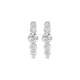 14K WHITE GOLD 4.00CT ROUND DIAMOND LADIES HOOPS EARRINGS