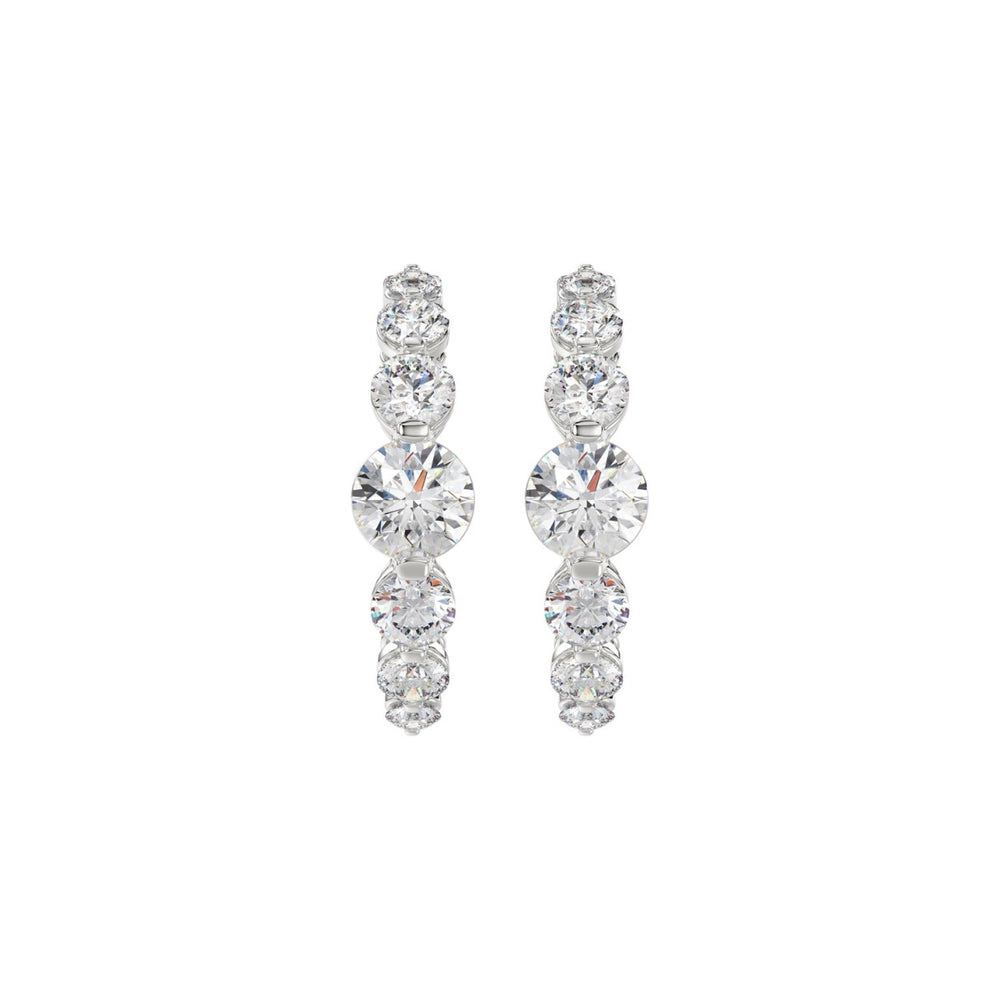 14K WHITE GOLD 3 1/2CT ROUND DIAMOND LADIES HOOPS EARRINGS