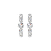 14K WHITE GOLD 3 1/2CT ROUND DIAMOND LADIES HOOPS EARRINGS