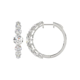 14K WHITE GOLD 3 1/2CT ROUND DIAMOND LADIES HOOPS EARRINGS