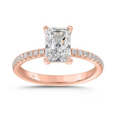14K ROSE GOLD 1 3/4CT ROUND/RADIANT DIAMOND LADIES RING (CENTER STONE RADIANT DIAMOND 1 1/2CT)