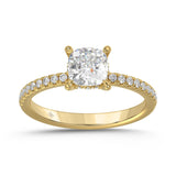 14K YELLOW GOLD 1 3/4CT ROUND/CUSHION DIAMOND LADIES RING (CENTER STONE CUSHION DIAMOND 1 1/2CT)