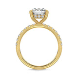 14K YELLOW GOLD 3 1/2CT ROUND/CUSHION DIAMOND LADIES RING (CENTER STONE CUSHION DIAMOND 3CT)