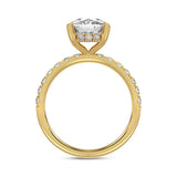 14K YELLOW GOLD 3 1/2CT ROUND/CUSHION DIAMOND LADIES RING (CENTER STONE CUSHION DIAMOND 3CT)