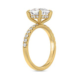14K YELLOW GOLD 3 1/2CT ROUND/CUSHION DIAMOND LADIES RING (CENTER STONE CUSHION DIAMOND 3CT)
