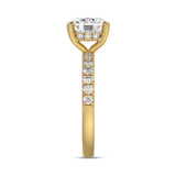 14K YELLOW GOLD 3 1/2CT ROUND/CUSHION DIAMOND LADIES RING (CENTER STONE CUSHION DIAMOND 3CT)