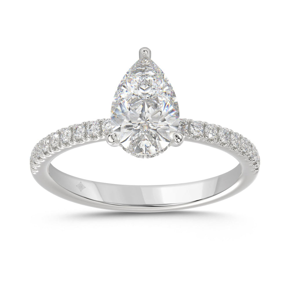 14K WHITE GOLD 1 3/4CT ROUND/PEAR DIAMOND LADIES RING (CENTER STONE PEAR DIAMOND 1 1/2CT)