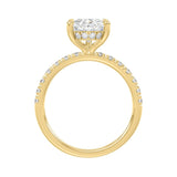 14K YELLOW GOLD 3 1/2CT ROUND/PEAR DIAMOND LADIES RING (CENTER STONE PEAR DIAMOND 3CT)