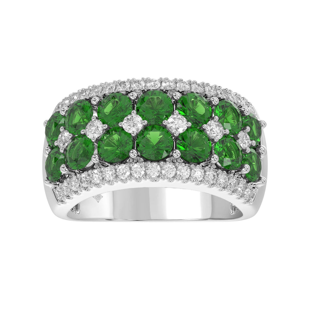 14K WHITE GOLD 4.00CT ROUND DIAMOND LADIES RING (CENTER STONE ROUND EMERALD DIAMOND 3 1/2CT)