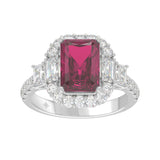 14K WHITE GOLD 4 1/2CT ROUND/EMERALD DIAMOND LADIES RING (CENTER STONE RUBY EMERALD DIAMOND 3CT)