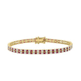 14K YELLOW GOLD 5 3/4CT ROUND/RUBY ROUND DIAMOND LADIES BRACELET (RUBY ROUND DIAMOND 2 3/4CT)