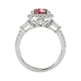 14K WHITE GOLD 2 1/2CT ROUND/BAGUETTE DIAMOND LADIES RING (CENTER STONE ROUND RUBY DIAMOND 2CT)