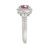 14K WHITE GOLD 2 1/2CT ROUND/BAGUETTE DIAMOND LADIES RING (CENTER STONE ROUND RUBY DIAMOND 2CT)