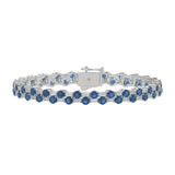 14K WHITE GOLD 9.00CT BAGUETTE/ROUND DIAMOND LADIES BRACELET (BLUE SAPPHIRE ROUND DIAMOND 7 7/8CT)