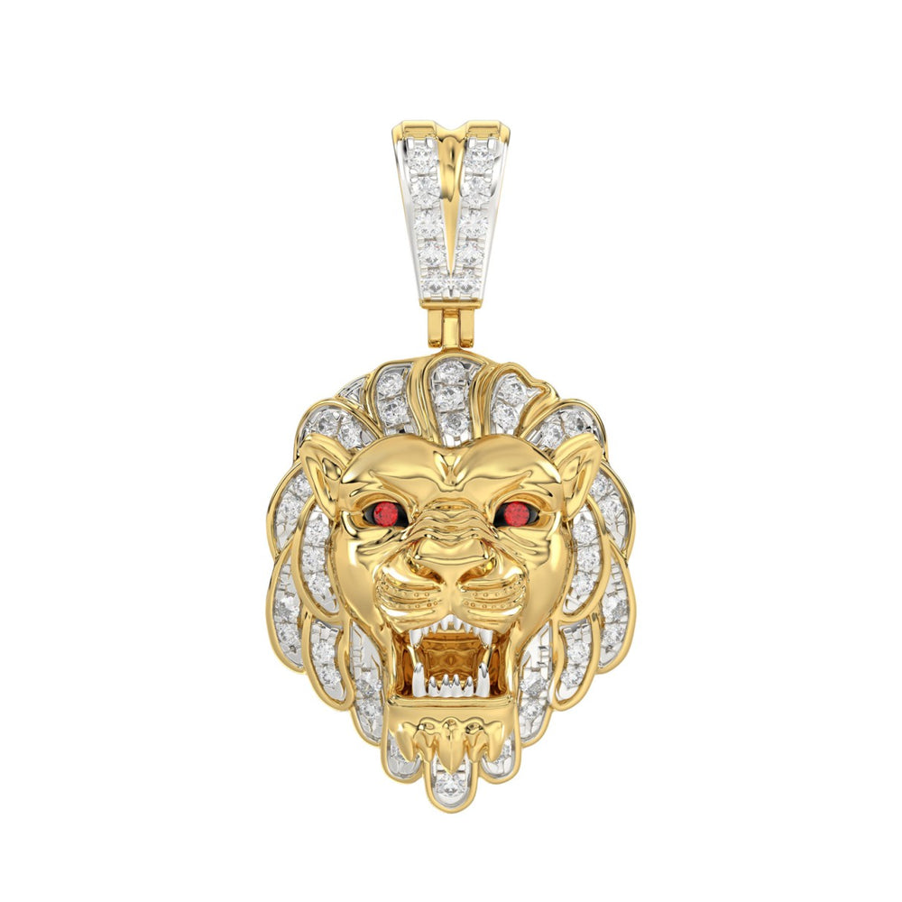10K YELLOW GOLD 1/2CT ROUND/RUBY DIAMOND MEN'S CHARM PENDANT