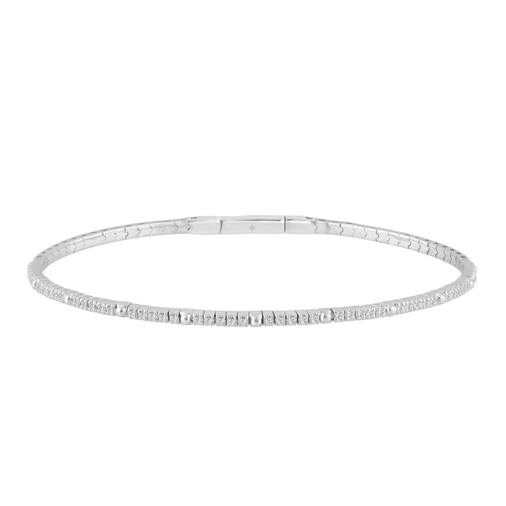 14K WHITE GOLD 1/6CT ROUND DIAMOND LADIES BANGLE