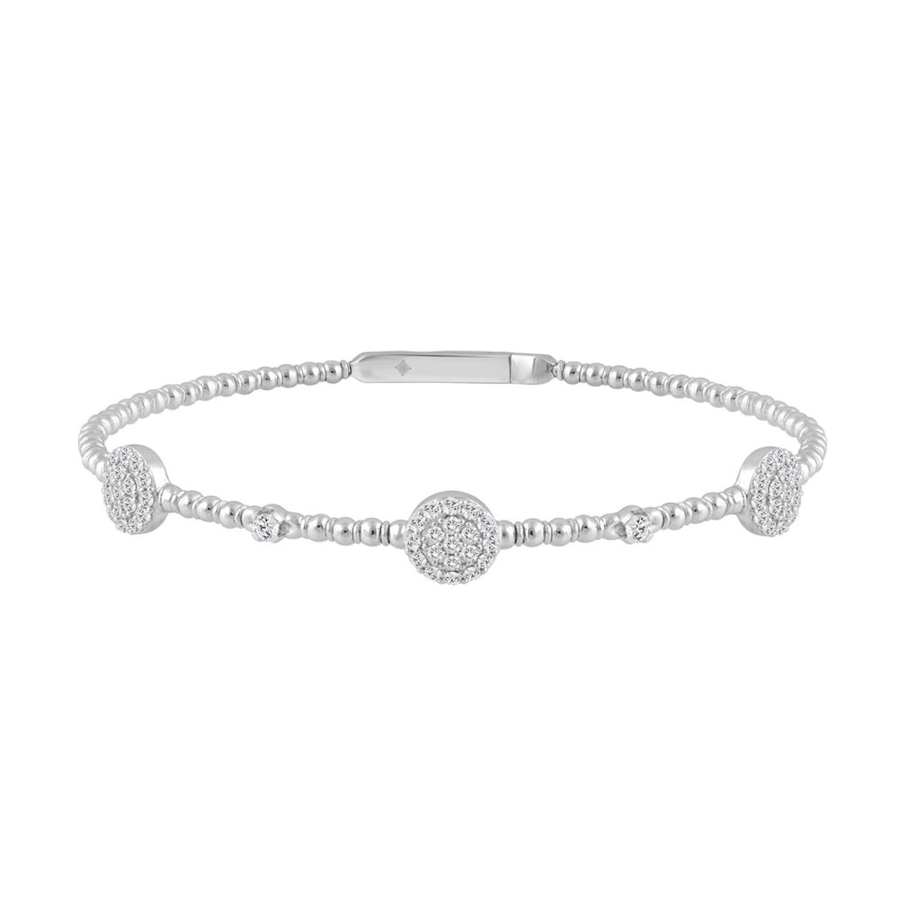 14K WHITE GOLD 5/8CT ROUND DIAMOND LADIES BANGLE
