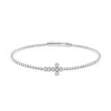 14K WHITE GOLD 1/6CT ROUND DIAMOND LADIES BANGLE