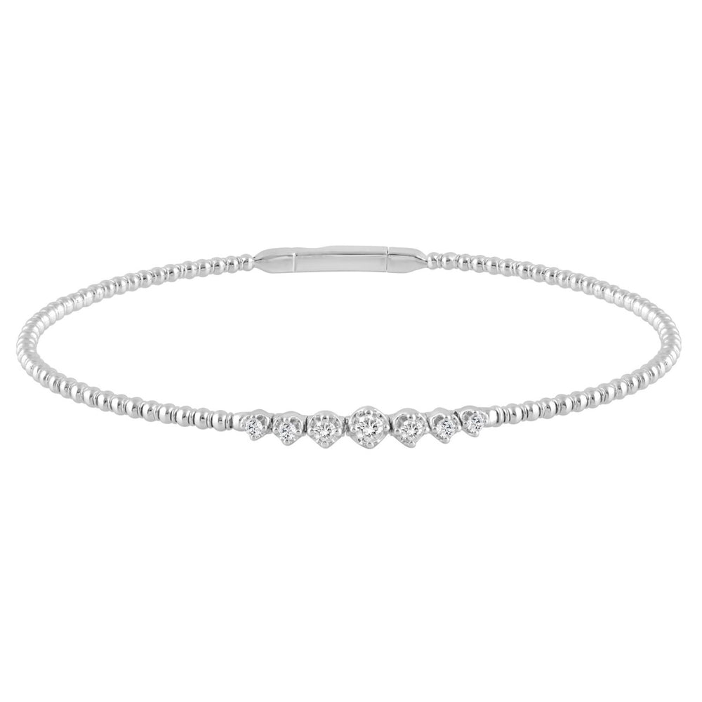 14K WHITE GOLD 1/4CT ROUND DIAMOND LADIES BANGLE