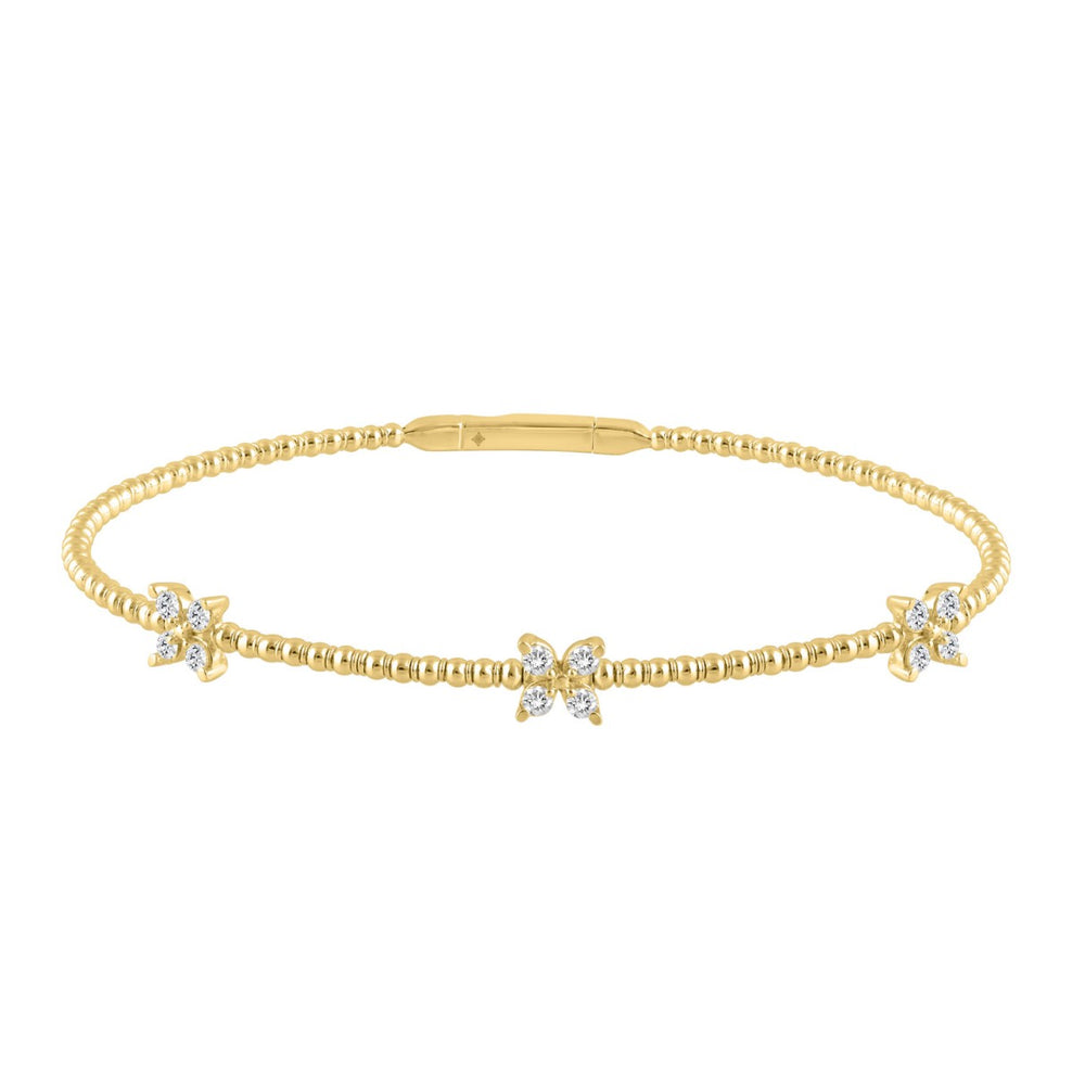 9K YELLOW GOLD 1/3CT ROUND DIAMOND LADIES BANGLE