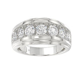 14K WHITE GOLD 3.00CT ROUND DIAMOND MEN'S BAND