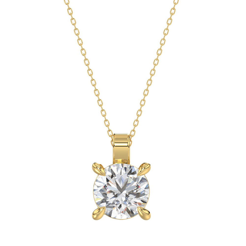 14K YELLOW GOLD 1.00CT ROUND DIAMOND SOLITAIRE PENDANT WITH CHAIN (TALON CLAWS)