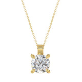 14K YELLOW GOLD 1.00CT ROUND DIAMOND SOLITAIRE PENDANT WITH CHAIN (TALON CLAWS)