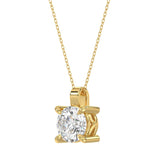 14K YELLOW GOLD 1.00CT ROUND DIAMOND SOLITAIRE PENDANT WITH CHAIN (TALON CLAWS)